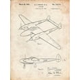 thumbnail image 2 of Borders, Cole 15x18 Gold Ornate Wood Framed with Double Matting Museum Art Print Titled - PP277-Vintage Parchment Lockheed P-38 Lightning Patent Poster, 2 of 4