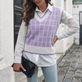thumbnail image 4 of BONIXOOM Womens Sweaters Modern Fit Jacket Pullover Vacation V-Neck Sweaters For Teen Girls Purple L(US:8), 4 of 5