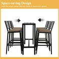 thumbnail image 5 of 7-Piece Outdoor Patio Bar Set, Bar Height Patio Dining Set, Weather-Resistant Bistro Counter Pub Set with Cushions & Slatted Tabletop for Backyard (Black, 63" Table and 6 "X stools), 5 of 7