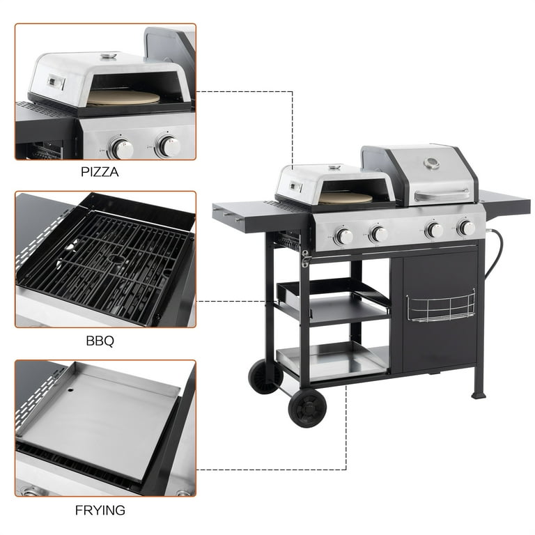 HighSound 4 Burner Propane Gas Grill & Griddle Combo BBQ HighSound 4 Burner Propane Gas Grill & Griddle Combo BBQ