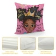 thumbnail image 4 of Nawypu African American Kids Pillow Covers, Afro Black Girl Cute Girl Pink Decorative Throw Pillowcases Cover for Sofa Couch Kids Classroom Decor, Double Side Printed, 4 of 5