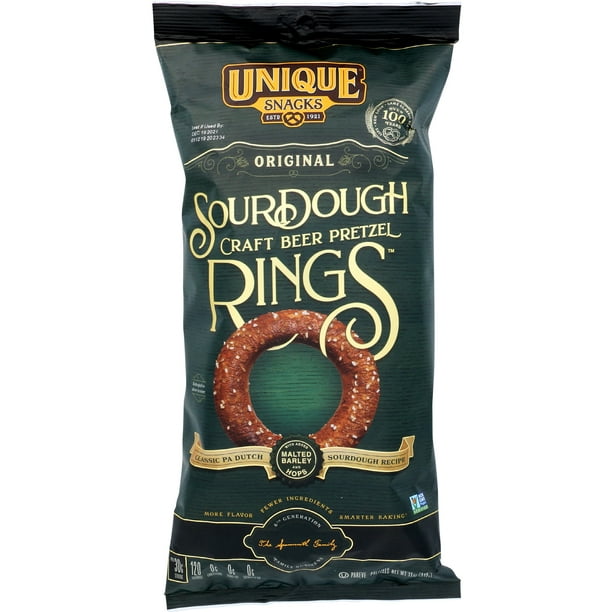 Unique Snacks - Unique Pretzels Sourdough Craft Beer Pretzel Rings, Original, 11 Ounce Bags, 132 Ounces Total (Pack of 12)