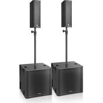Sound Town CARPO Series Subwoofer and Line Array Speaker System with Two Powered 18-inch Subwoofers, Two Passive Column Line Array Speakers, Birch Plywood, Black (PS-18SX2P3B1.1)
