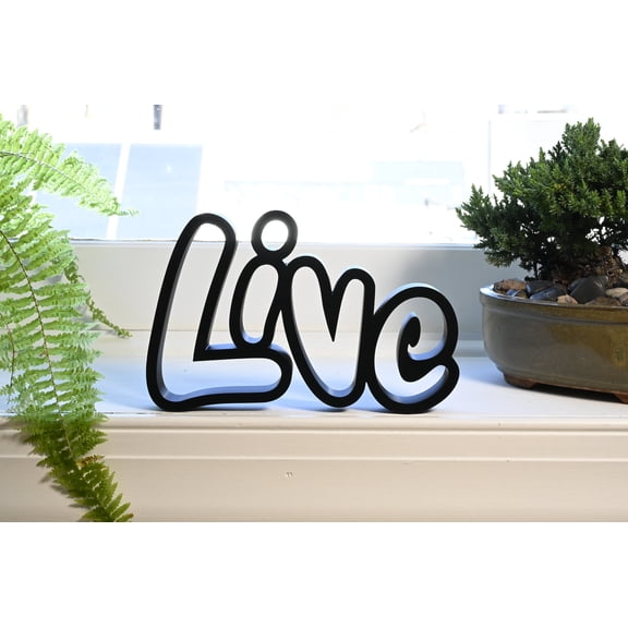 Live Bubble Graffiti Sculpture, Minimalist Line Art Word Decor, Home Accent