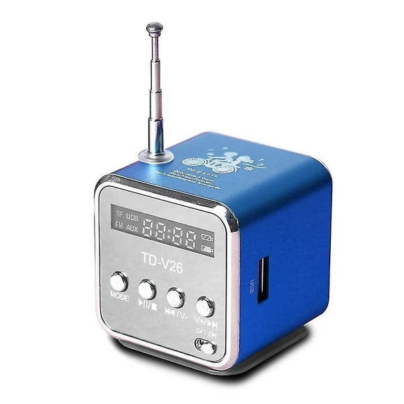 Blue Digital Portable Radio Receiver Fm Usb Spearkers For Pc Phone Mp3