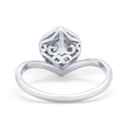 thumbnail image 4 of Teardrop Filigree Wedding Ring Round Simulated Cubic Zirconia 925 Sterling Silver Size 9, 4 of 5
