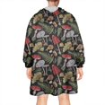 thumbnail image 2 of Red Mushroom Fern Black Pattern Wearable Oversized Blanket,Wearable Blanket Hoodie for Adults,Cozy Hooded Blankets with Super Pockets,Super Warm Fuzzy Pullover for Women & Men, 2 of 6