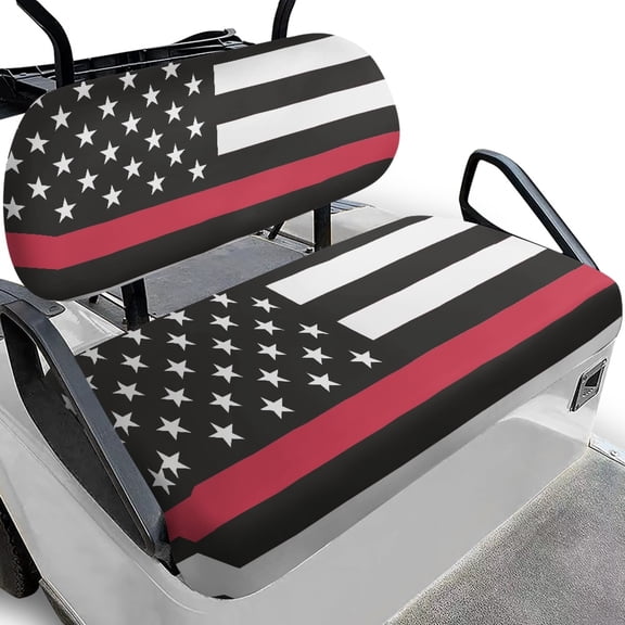 HUIACONG Thin Red Line American Flag Pattern Universal Fit Golf Cart Seat Covers 2 Pack for Club Car Precedent EZGO TXT/RXV, Breathable Easy to Clean Golf Cart Seat Cover
