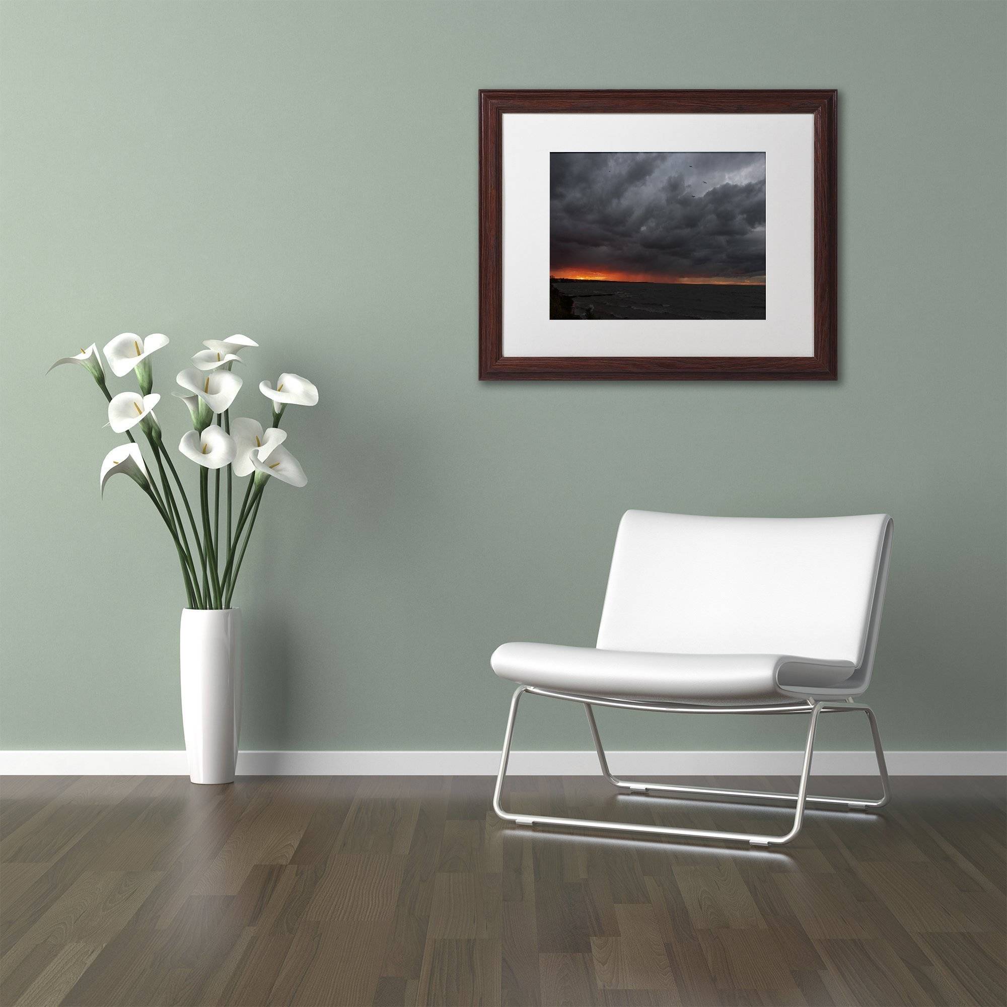Trademark Fine Art "Stormy October Sunset" Canvas Art by Kurt Shaffer, White Matte, Wood Frame