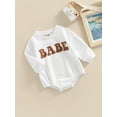 thumbnail image 4 of Baby Girls Boys Spring Romper 3 6 12 18M Long Sleeve O Neck Letter Print Casual Playsuit, 4 of 9
