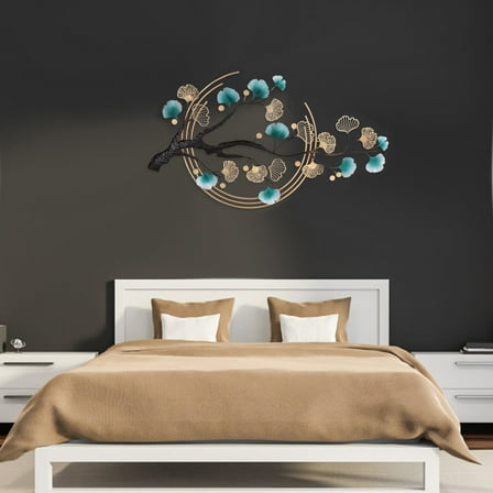 110x68cm Modern wall Ornament Metal Wall Nature Art Decor 3D Ginkgo Tree Leaf Wall Art Wall-Mounted Sculpture Gallery Hotel Cafe Living Room