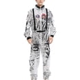 thumbnail image 4 of DHFJKG Men Astronaut Dress Up Outfits Carnival Stage Performance Metallic Long Sleeve Belted Front Zipper Onesie With Glasses 2PCS Set, 4 of 5
