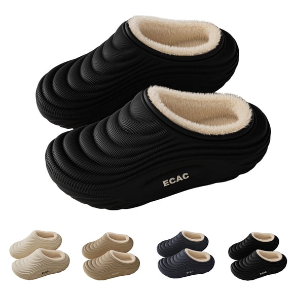 Miluxas Classic Fleece Lined Slippers Waterproof Stylish Winter Fuzzy Slippers for Women Men Indoor and Outdoor White 10(44)