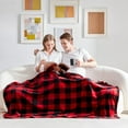 thumbnail image 7 of Fleece Throw Blankets, Buffalo Plaid Throw Blanket for Couch Sofa Bed, Soft Warm Fuzzy Cozy Plush Checkered Christmas Blanket, Lightweight Farmhouse Decor (Red & Black) Red and Black Plaid, 7 of 7