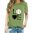 thumbnail image 2 of Tiqkatyck Womens Tops Clearance, Women's Baseball Print Loose T Shirt Short Sleeve Top, Summer Tops for Women, Long Sleeve Shirts for Women Army Green, 2 of 4
