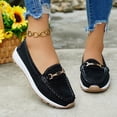 thumbnail image 2 of Women's Wedge Suede Loafers Low Cut Casual Wide Width Tennis Shoes Metal Chain Comfortable Non Slip Walking Sneakers Black Size 8.5, 2 of 5