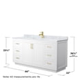 thumbnail image 5 of Wyndham Collection Miranda 66" Metal & Wood Single Bathroom Vanity in White/Gold, 5 of 6