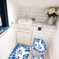 thumbnail image 4 of Hearth & Gear BlueButterfly 3 Piece Bathroom Rug Set Bathroom Rug Mat And Toilet Cover Bathroom Amenities Bathroom Storage Containers Bathroom Towel Rack Set Paper Towels Boho Bathroom Rugs Decorative, 4 of 5