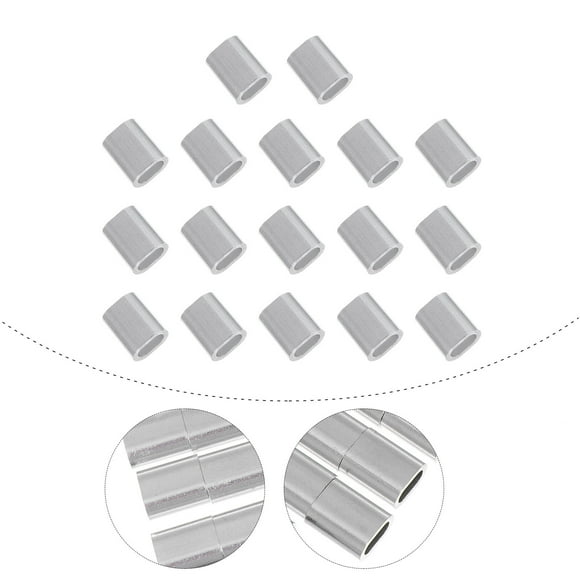Phenofice 100Pcs Aluminum Crimping Loop Sleeve for Weatherproof Wire Cable 1.10X1.00X0.70in