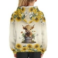 thumbnail image 6 of Xoenoiee Hooded Sweater for Kids Pull-Over Hoodies Long Sleeve Tops Cosy Playwear with Kangaroo Pocket, Retro Sunflower Daisy Butterfly Highland Cattle Pattern, M, 6 of 7