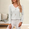 thumbnail image 2 of yunLCZ Ladies Blouse Everyday Low Price V Neck Long Sleeved T Shirt Loose Button Top Office casual blouse with leggings, 2 of 7