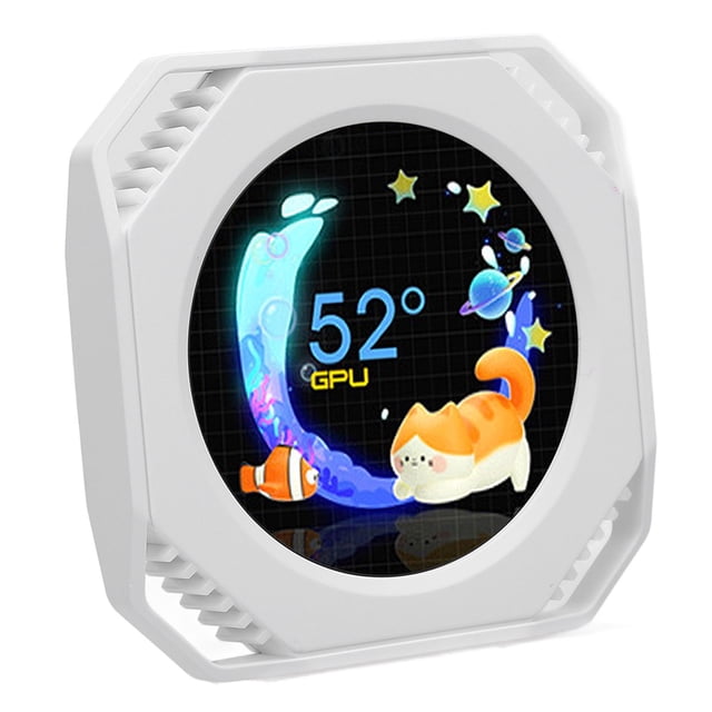 2.1 Inch IPS Mini Round Screen, Computer Secondary Screen, DIY Dynamic Theme Water Cooler Screen USB RGB GPU CPU Temperature Display, PC Case Secondary Screen