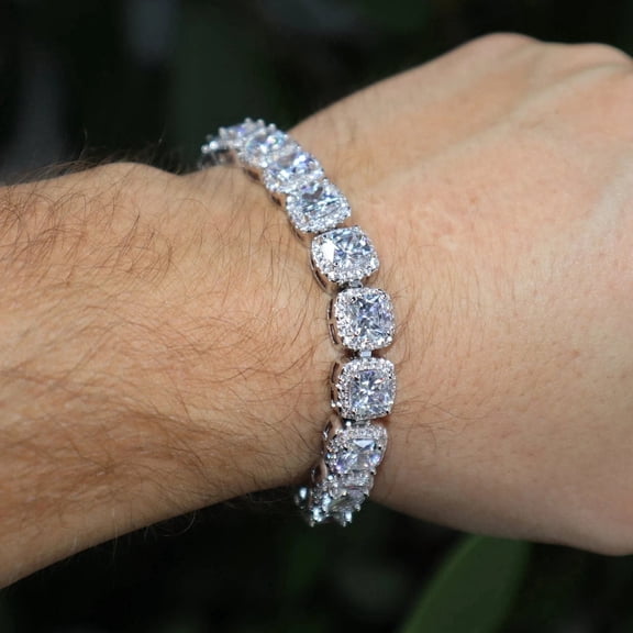 7Ct Round Cut Natural Moissanite Charming Women Tennis Bracelet 14K White Gold Plated