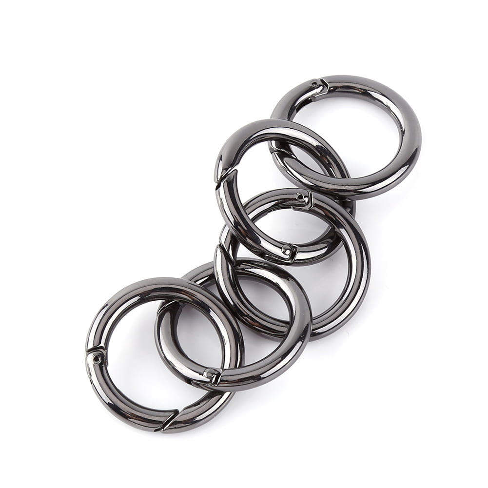 Circle Round Carabiner Silver Spring Snap Clip Hook Keychain Buckle Outdoor 2Pcs 