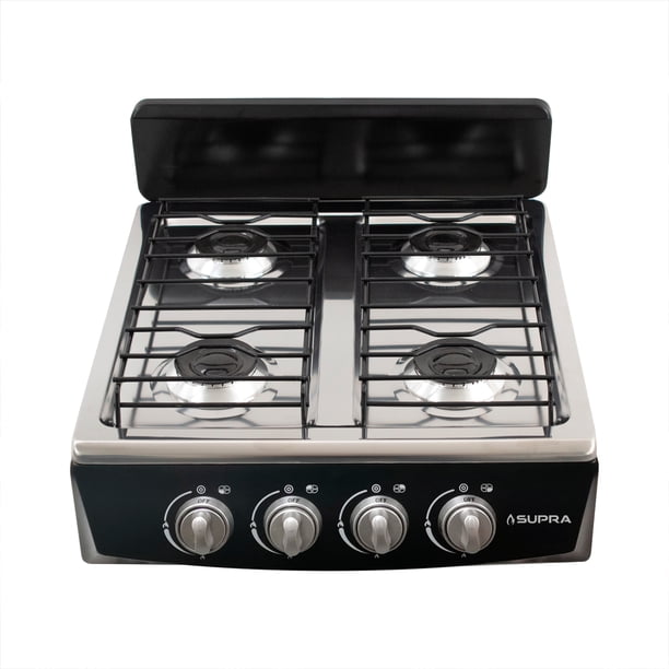 Parrilla de Gas Supra 4Q-TITAN BLACK de 4 Quemadores para Sobreponer Color Negro