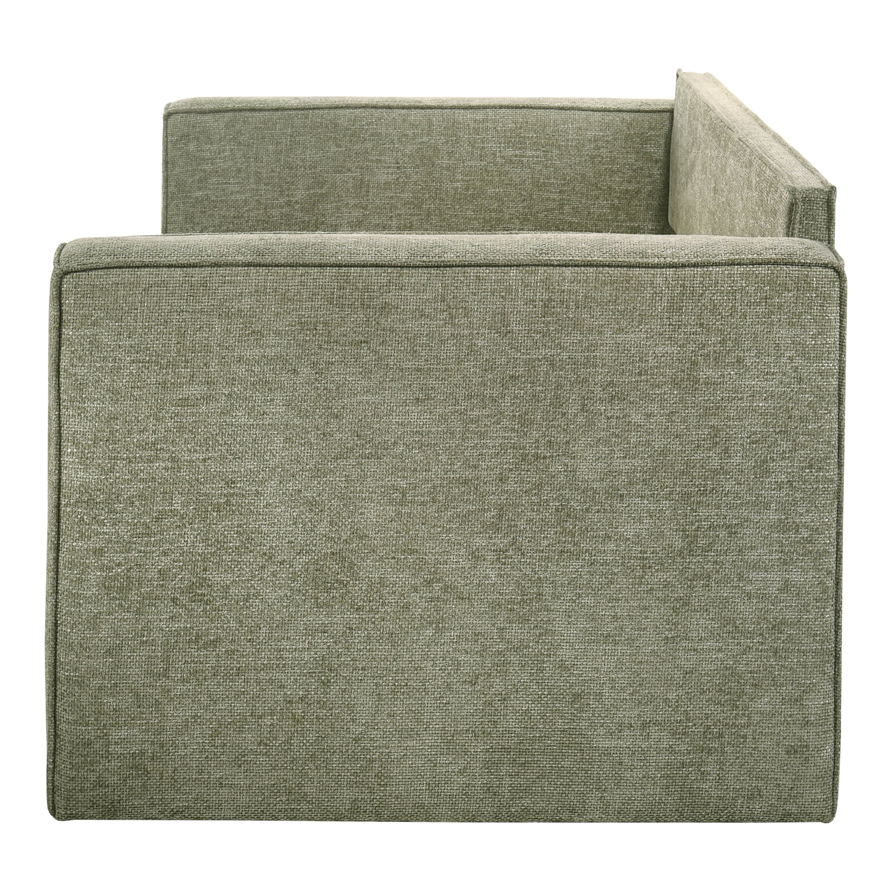 Furniture of America Hearth Fully Fabric Upholstered Square Arm Twin Daybed with Trundle, Light Green