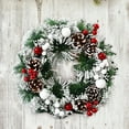 thumbnail image 3 of LHWEN Handmade Christmas Berry Wreath 32cm Rustic Flocked Floral Front Door Decoration with Mixed Decorations for Indoor Outdoor Holiday Decor, 3 of 7