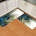 thumbnail image 2 of Peacock Feather Kitchen Rug Set of 2 Watercolor Colorful Peacock Feathers Eyes Oriental Comfort Standing Floor Mat Anti Fatigue Non Skid Washable Doormat Bathroom Runner Rugs Bedroom Area Carpet, 2 of 3