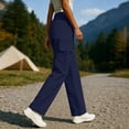 thumbnail image 6 of Mifsaly High Waisted Cargo Pants Women Lightweight Straight Leg Hiking Pant with Multi Pockets Lightweight Casual Relaxed Fit Outdoor Outfits Navy,XXL, 6 of 7