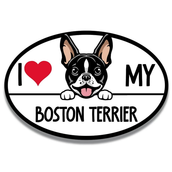 Magnet Me Up I Love My Boston Terrier Dog Breed Car Magnet Decal, 4x6 in Oval