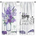 thumbnail image 3 of Purple Rustic Kitchen Curtains,Farmhouse Country Vintage Wood Floral Flower Sweet Love Home Short Cafe Window Curtain for Bedroom Living Room Bathroom 2 Panels,84X84 Inch, 3 of 5