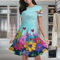 thumbnail image 2 of Colorful Floral Heart Garden Women's Classic Swing Skater Dress Casual Work Party Cocktail Dresses, 2 of 6