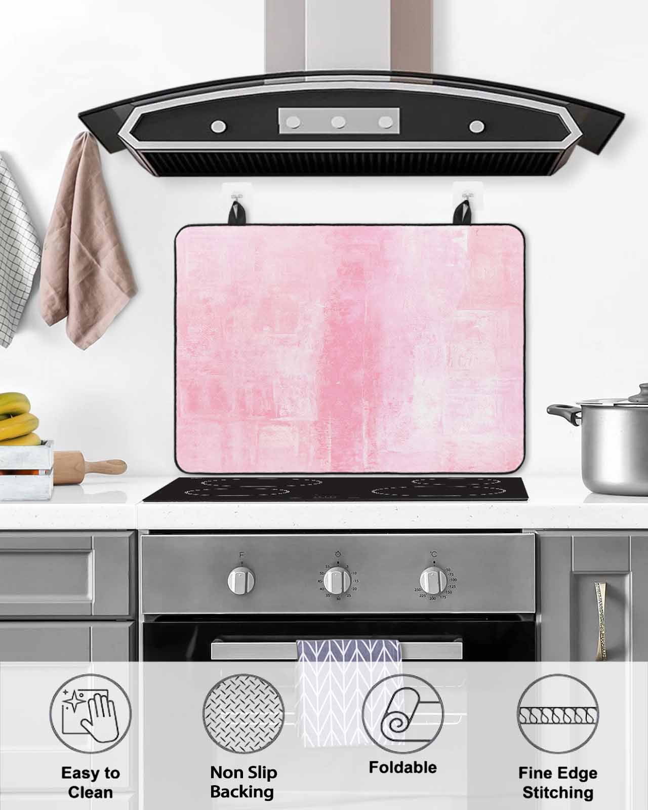 nqOlkjepod Large Induction Cooktop Protector Mat 24"x21", Pink Stove Top Covers for Electric Stove, Retro Oil Painting Modern Abstract Art Aesthetics Stove Burner Cover Mats, Glass Top Stove Cover