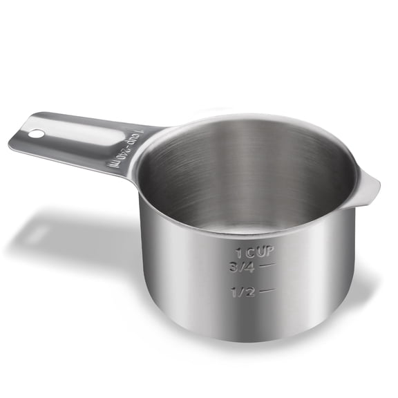 1 Cup 240 ML 8 OZ Stainless Steel Measuring Cups Set, Wet Dry Food Measuring Cups Portion Control, Metal Dog Food Scoop for Cooking Utensils Kitchen Home Baking Essentials B