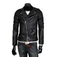thumbnail image 4 of Spring Men's Long Sleeves Cable-stayed Zipper Leather Solid Color PU Coat, 4 of 5