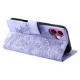 thumbnail image 3 of Étui à Rabat pour iPhone 16 Plus, Portefeuille en Cuir PU Premium avec Fleurs en Relief Totem, Couverture Folio avec Porte-Cartes et Support Compatible avec iPhone 16 Plus - Violet Clair, 3 of 13