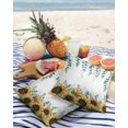 thumbnail image 3 of Waterproof Throw Pillow Covers, Sunflower Eucalyptus Leaves Watercolor Summer Plant Farm Decor Decorative Pillowcase Soft Cushion Case for Patio Couch Tent Balcony, Set of 2 Square, 18"X18", 3 of 6