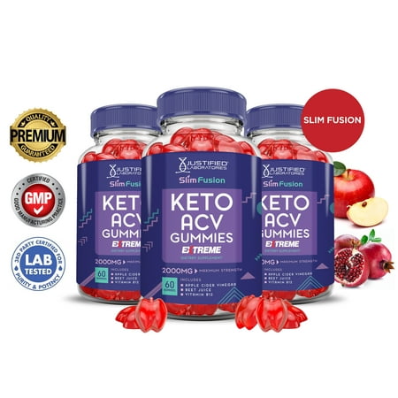 (3 Pack) Slim Fusion Keto Extreme ACV Gummies 2000mg Dietary Supplement 180 Gummys