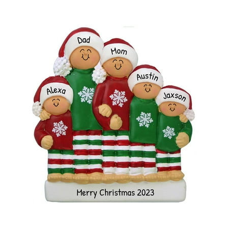 

Personalized Family Ornament 2022 - Christmas Family of 5 Ornament 2022 - Ugly Sweater Pajama Ornament Family of 5 Ugly Sweater Ornament Pajamas Ornaments - Free Customization