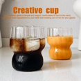 thumbnail image 3 of HUGFEGWE 4 Pcs Ribbed Glass Cups 10oz Ripple Drinking Glasses Set Vintage Wave Shape Iced Coffee Glasses Beverage Glasses for Cocktail Beverage Juice Milk CJB91-32370, 3 of 7