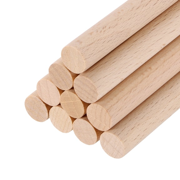 Wooden Dowel Rods,(10mm)3/8 x 8 Inch Round Wooden Rod for DIY,Pack of 10