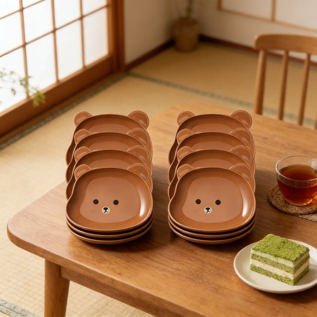 Plastic Serving Tray Set with 8 Small Plates and Base for Snacks, Desserts, Parties, Dorm or Home Table Storage