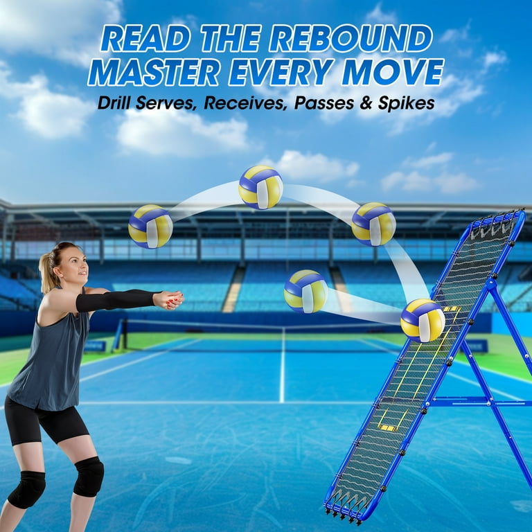 JIRTEMOT Ball's Rebounder, Volleyball Bounce Back Net for Hitting, Blocking, Serving, Setting, Portable Volleyball Trainer with 6 Ball Return Angles, 4.5x4FT