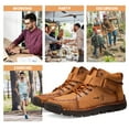 thumbnail image 3 of Men’s Chukka Boots with Hand Stitching Winter Warm Faux Fur Lined Boot Driving Riding Lace-up Loafers, 3 of 7