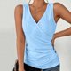 thumbnail image 3 of Gibobby Playeras Mujer Camisetas Cuello V Camiseta suelta informal con cuello en V para mujer, blusa manga corta con estampado(Azul,CH), 3 of 4