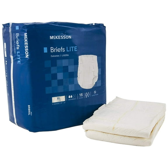 McKesson Lite Adult Light Absorbency Brief BRBRXL X-Large Case of 60, Beige